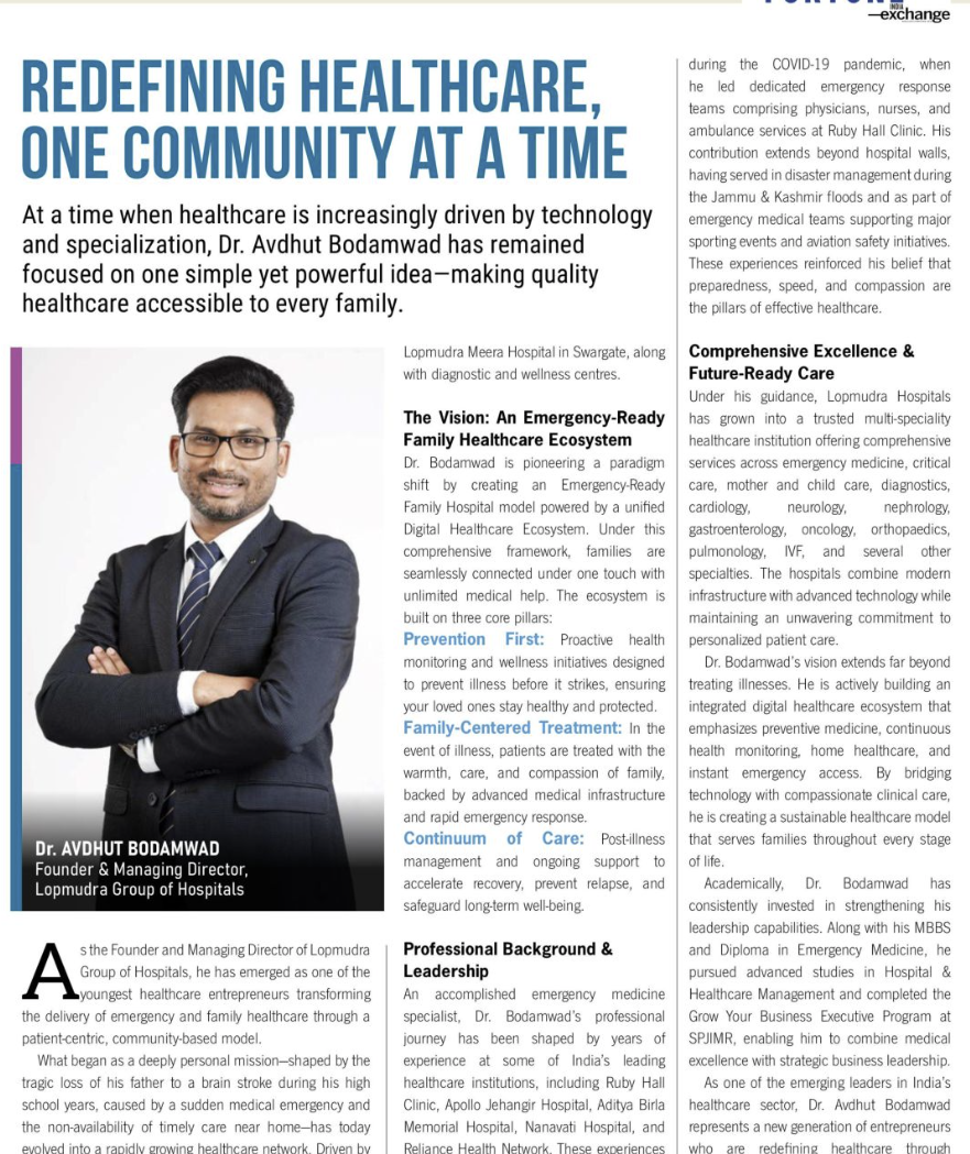 Second page of the Fortune India Exchange feature
